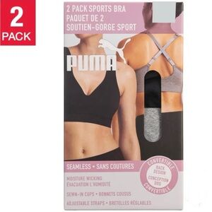 PUMA Women's Sports Bra 2-Pack - Black and Gray/ XXL